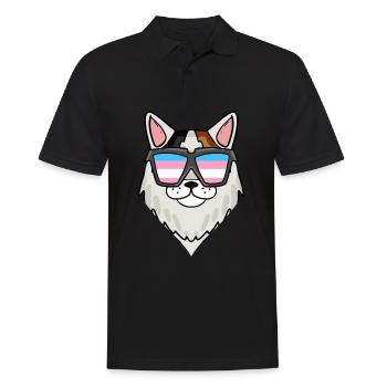 Transgender Transsexual Turkish Van Cat - Men's Polo Shirt - black - Front - Kai (181cm)