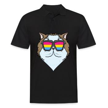 Pansexuell Perserkatze - Katze mit Brille - Männer Poloshirt - Schwarz - Vorne - Kai (181cm)