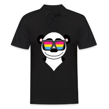Pansexuell Panda - Panda mit Brille - Männer Poloshirt - Schwarz - Vorne - Kai (181cm)
