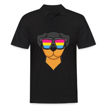 Pansexuell Rottweiler Hund - Hund mit Brille - Männer Poloshirt - Schwarz - Vorne - Kai (181cm)