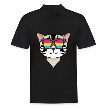 Pansexual American Shorthair - Chat avec lunettes - Polo Homme - noir - Devant - Kai (181cm)