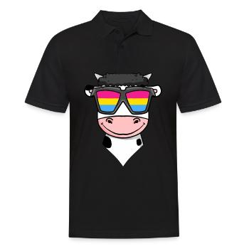 Pansexuell Kuh - Kuh mit Brille - Männer Poloshirt - Schwarz - Vorne - Kai (181cm)