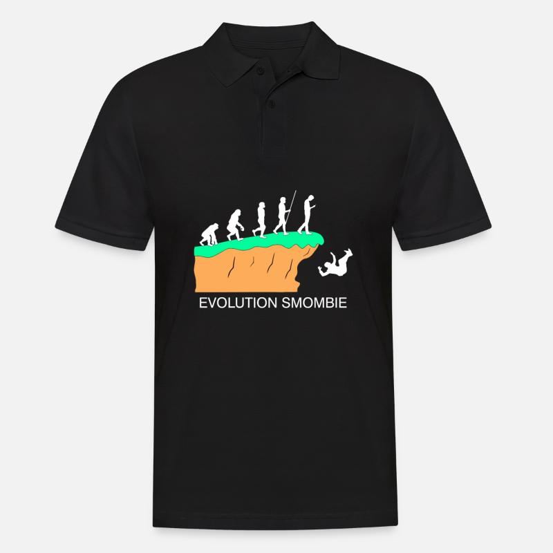 Evolution Smombie - Smartphone - Männer Poloshirt - Schwarz