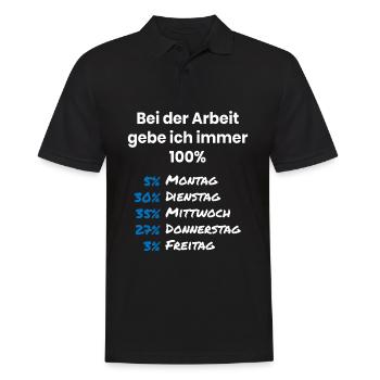 Ich gebe immer 100 Prozent in der Arbeit - Männer Poloshirt - Schwarz - Vorne - Kai (181cm)