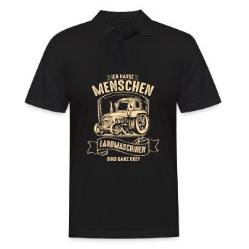 Ich hasse Menschen Landwirt Bauer Landmaschinen - Männer Poloshirt - Schwarz - Vorne - Kai (181cm)