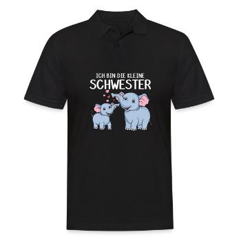 Ich bin die kleine Schwester süßer Elefant - Männer Poloshirt - Schwarz - Vorne - Kai (181cm)