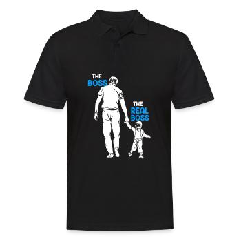 Vater und Sohn Papa und Sohn Boss Partnerlook - Männer Poloshirt - Schwarz - Vorne - Kai (181cm)