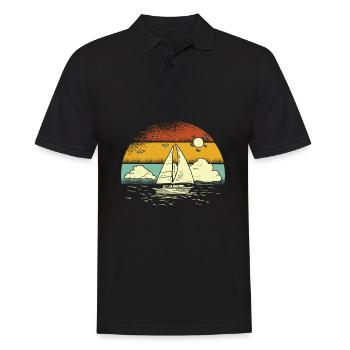 Voilier Vintage Retro Sunset Sunset Sailor Sails - Polo Homme - noir - Devant - Kai (181cm)