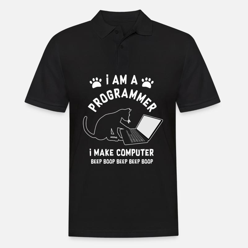 Programmer Cat Programmierer Computer Katze - Männer Poloshirt - Schwarz