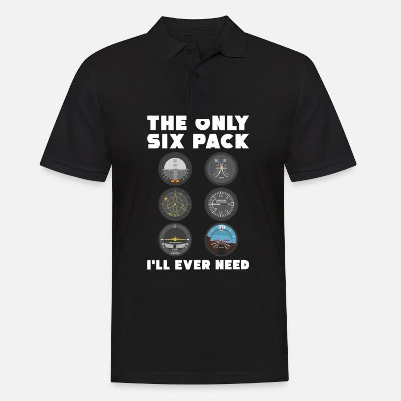 The only Sixpack i will ever need Cockpit Pilot - Männer Poloshirt - Schwarz