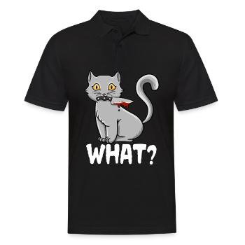 Chat Quel chat meurtrier noir drôle avec un couteau - Polo Homme - noir - Devant - Kai (181cm)