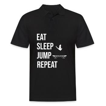 Eat Sleep Jump Repeat Trampolin Jumping Fitness - Männer Poloshirt - Schwarz - Vorne - Kai (181cm)