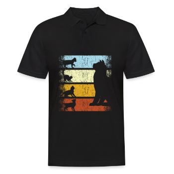 Chat vintage chats rétro chat chat propriétaires - Polo Homme - noir - Devant - Kai (181cm)
