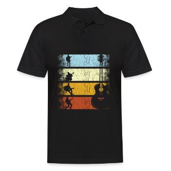 Guitare guitariste vintage rétro guitares musicien - Polo Homme - noir - Devant - Kai (181cm)