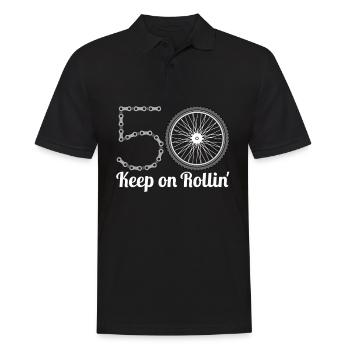 50th birthday gift cyclist bike rider - Men's Polo Shirt - black - Front - Kai (181cm)