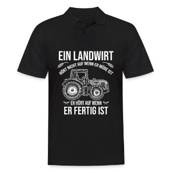 Landwirt Hört Nicht Auf Wenn Er Müde Ist - Männer Poloshirt - Schwarz - Vorne - Kai (181cm)