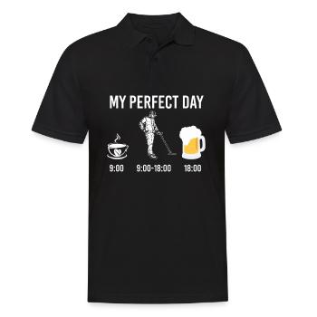 My Perfect Day Kaffee Metalldetektor Sonde Bier - Männer Poloshirt - Schwarz - Vorne - Kai (181cm)