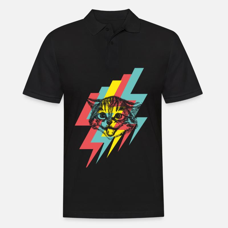 chat - Polo Homme - noir