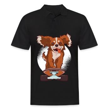 Hund Skateboard Cavalier King Charles Spaniel - Männer Poloshirt - Schwarz - Vorne - Kai (181cm)