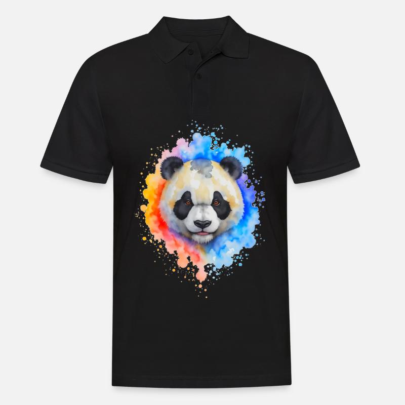 Wasserfarben Panda Splash - Männer Poloshirt - Schwarz