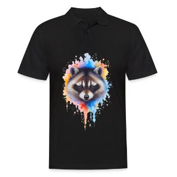 Explosion de couleurs aquarelle de raton laveur - Polo Homme - noir - Devant - Kai (181cm)