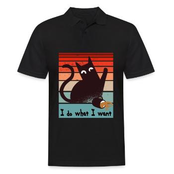 Ich mache was ich will. Lustige Katze verschüttet - Männer Poloshirt - Schwarz - Vorne - Kai (181cm)