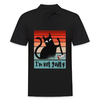 Ich bin unschuldig, Katze mit blutiger Axt - Männer Poloshirt - Schwarz - Vorne - Kai (181cm)