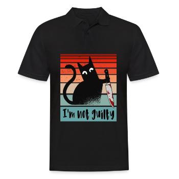 Ich bin unschuldig, Katze mit blutigem Messer - Männer Poloshirt - Schwarz - Vorne - Kai (181cm)