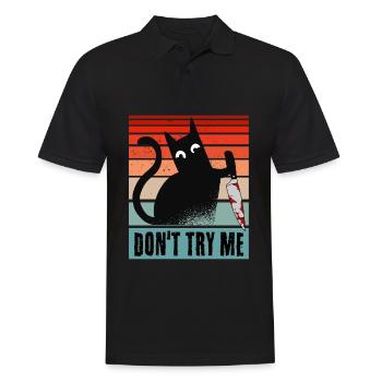 Fordere mich nicht heraus, Katze mit Messer - Männer Poloshirt - Schwarz - Vorne - Kai (181cm)