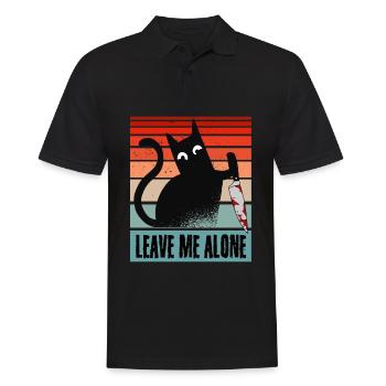 Lass mich in Ruhe, Katze mit Messer - Männer Poloshirt - Schwarz - Vorne - Kai (181cm)