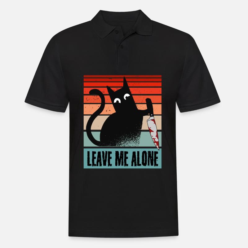 Laisse-moi tranquille, chat avec couteau - Polo Homme - noir