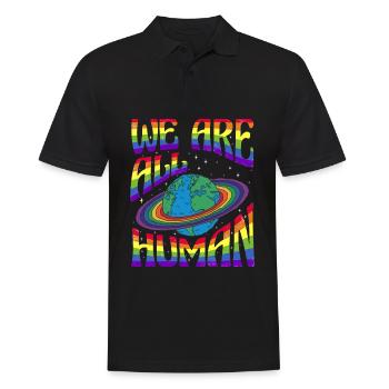 We are all Human LGBT Pride Month LGBTQ - Men's Polo Shirt - black - Front - Kai (181cm)