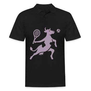 Cow Tennis Tennis Player Silhouette Minimalist - Men's Polo Shirt - black - Front - Kai (181cm)