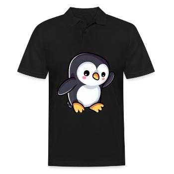 Mignon pingouin de dessin animé ondulant - Polo Homme - noir - Devant - Kai (181cm)