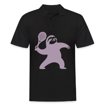 Sloth Silhouette Tennis Serve Minimaliste - Polo Homme - noir - Devant - Kai (181cm)