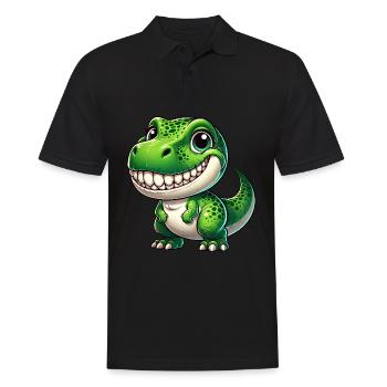 Cute Dino T-Rex Cartoon Teeth Show Smile - Men's Polo Shirt - black - Front - Kai (181cm)
