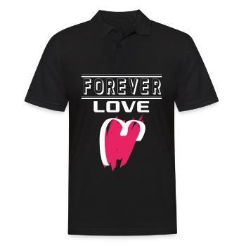 Liebe Forever I Love You Herz Hearts Wahre Liebe - Männer Poloshirt - Schwarz - Vorne - Kai (181cm)