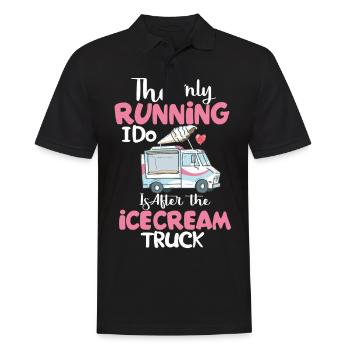 running after icecream truck je folg le camion de glace - Polo Homme - noir - Devant - Kai (181cm)