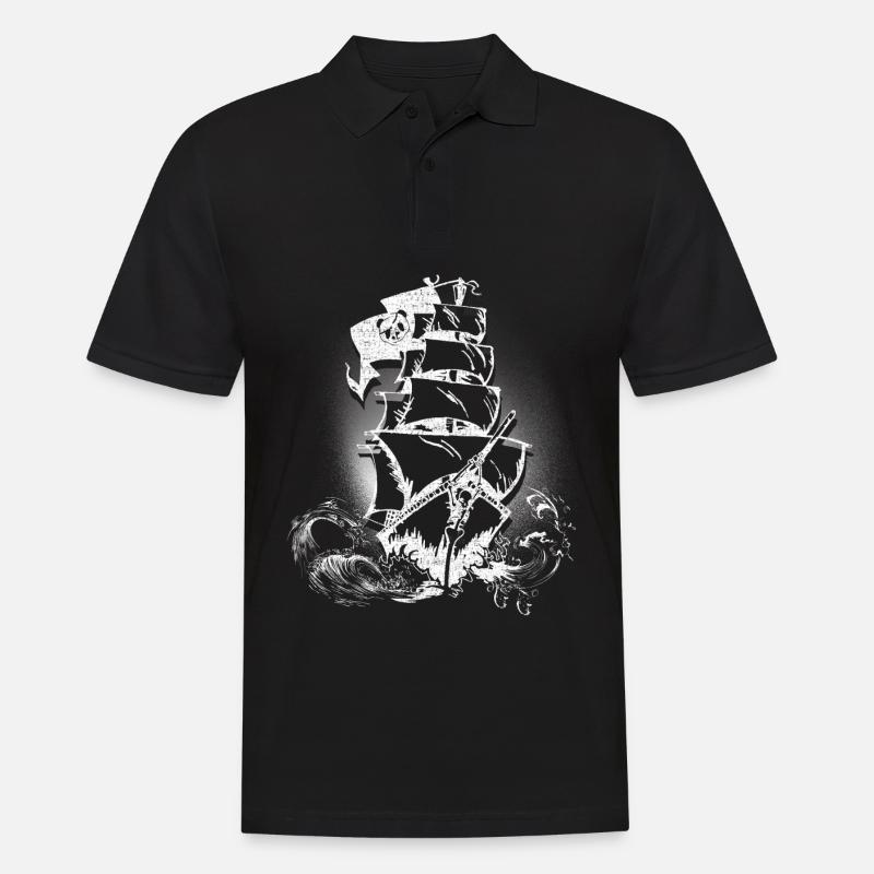 Pirate ship pirate panda panda bear eye patch - Men's Polo Shirt - black
