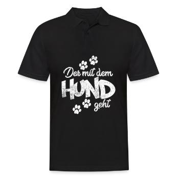 Der mit dem Hund geht - Männer Poloshirt - Schwarz - Vorne - Kai (181cm)