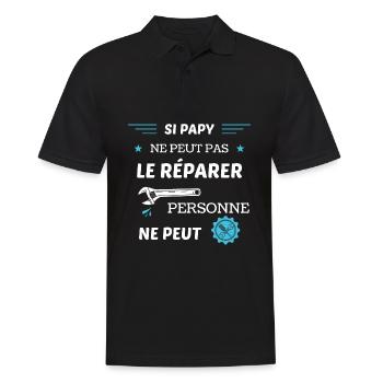 Si papy ne peut pas le réparer personne ne peut ! - Polo Homme - noir - Devant - Kai (181cm)