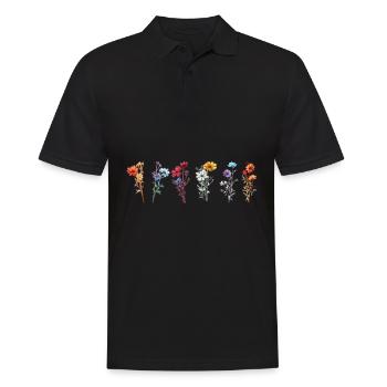 Wildblumen Blumen Frühling Sommer Herbst Garten - Männer Poloshirt - Schwarz - Vorne - Kai (181cm)