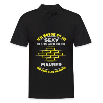 MAURER - ICH HASSE ES SO SEXY ZU SEIN - Männer Poloshirt - Schwarz - Vorne - Kai (181cm)