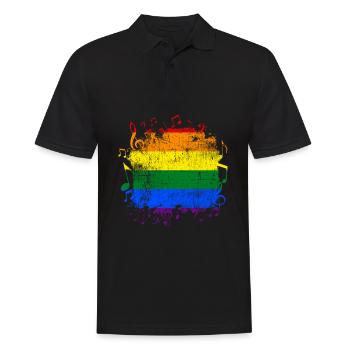 Regenbogenflagge Gay Pride LGBT Musik - Männer Poloshirt - Schwarz - Vorne - Kai (181cm)