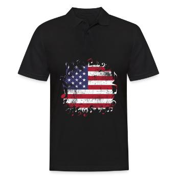 Musique drapeau USA - Polo Homme - noir - Devant - Kai (181cm)