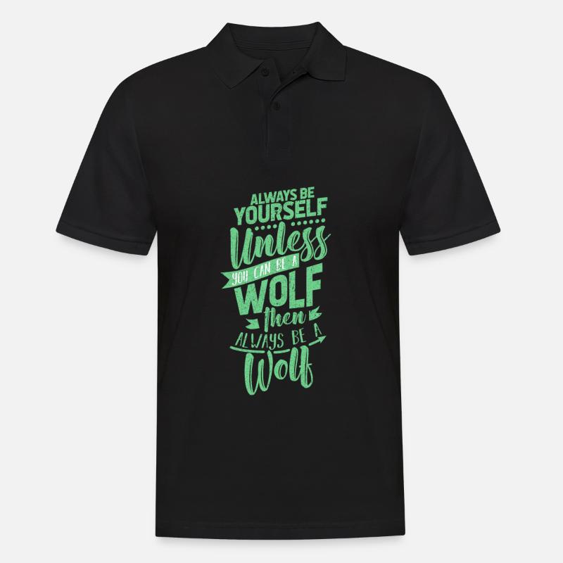 Wolf - Männer Poloshirt - Schwarz