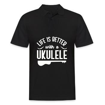 Ukulele - Männer Poloshirt - Schwarz - Vorne - Kai (181cm)