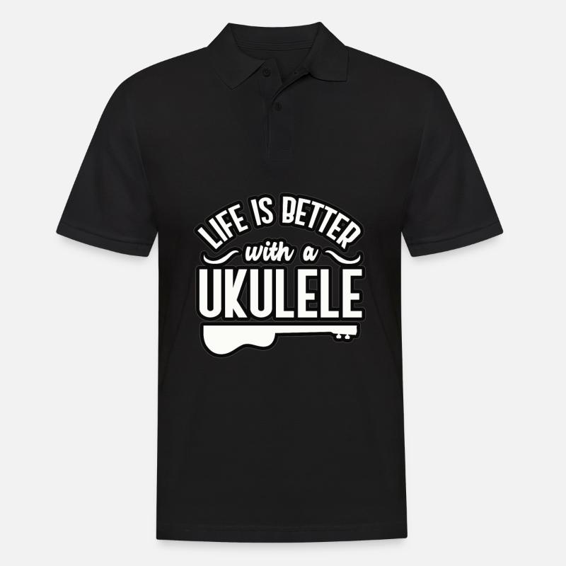 Ukulele - Männer Poloshirt - Schwarz