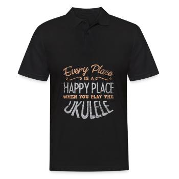 Ukulele - Männer Poloshirt - Schwarz - Vorne - Kai (181cm)