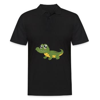 Krokodil - Männer Poloshirt - Schwarz - Vorne - Kai (181cm)
